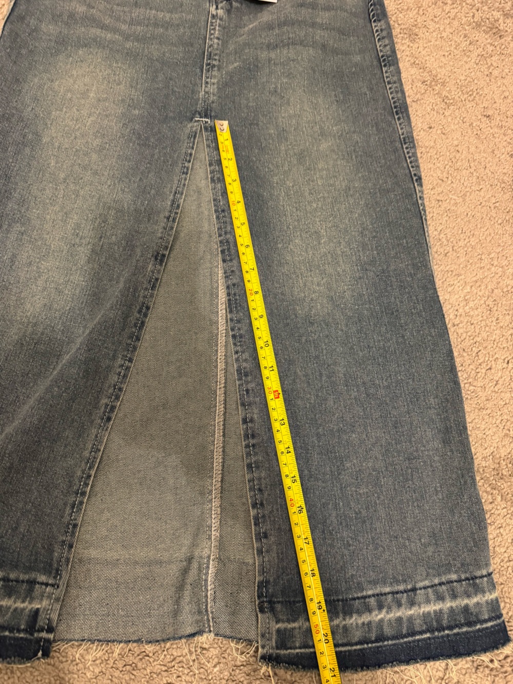 Happily Grey Blue Denim Front-Slit Maxi Skirt Size 3/25 - Picture 4 of 9